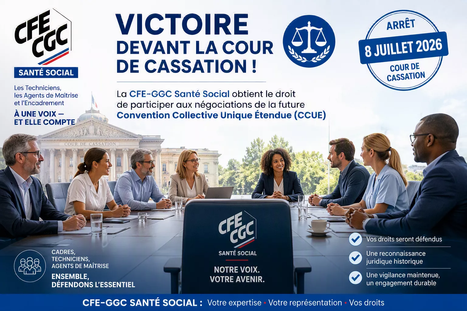 CCUE : la CFE-CGC Santé Social remporte une victoire historique devant la Cour de cassation